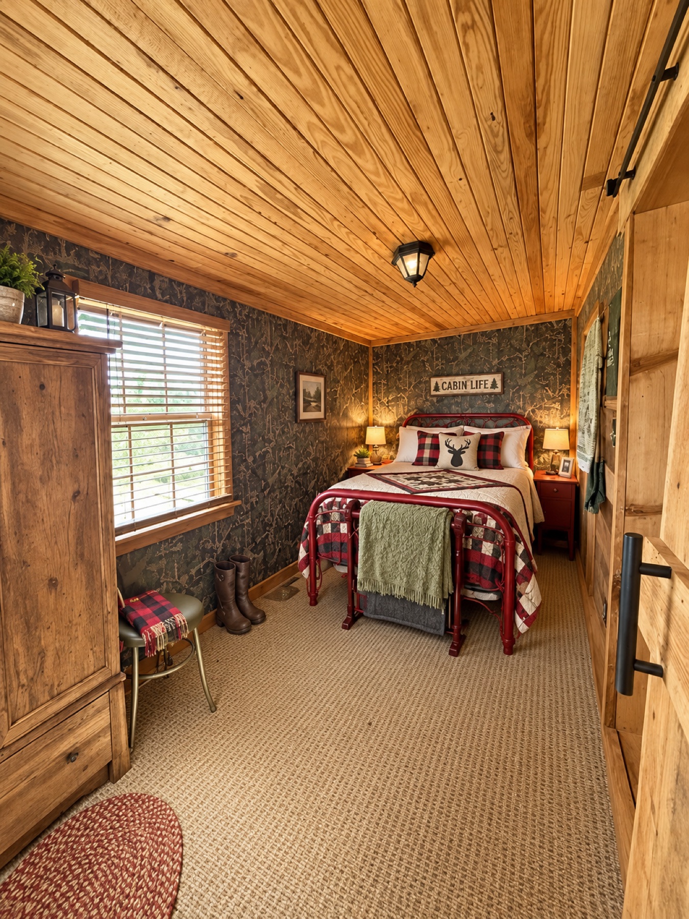 Furnished bedroom in the Rolling Stone Ranch cabin