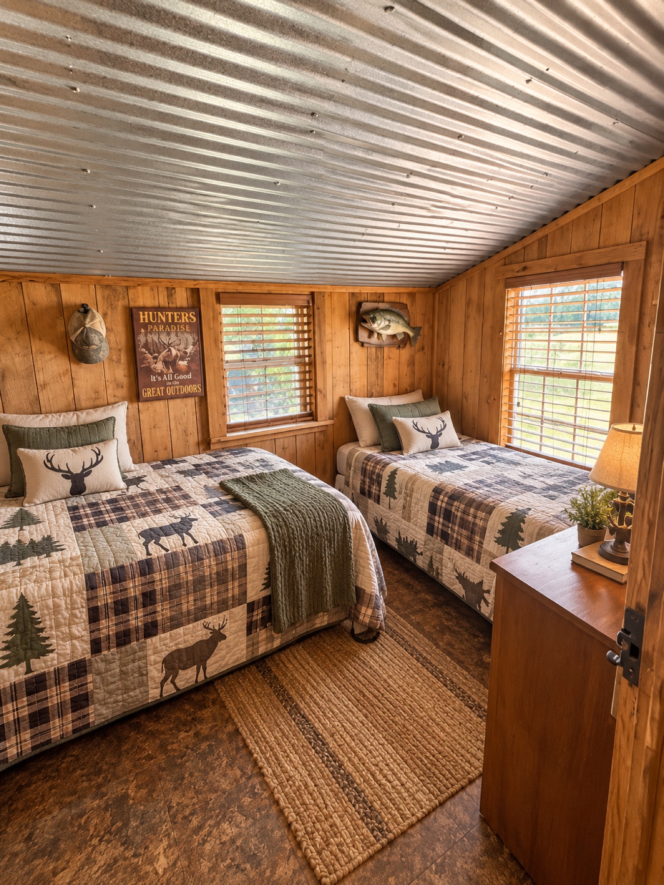 Second cabin bedroom furnished with two beds