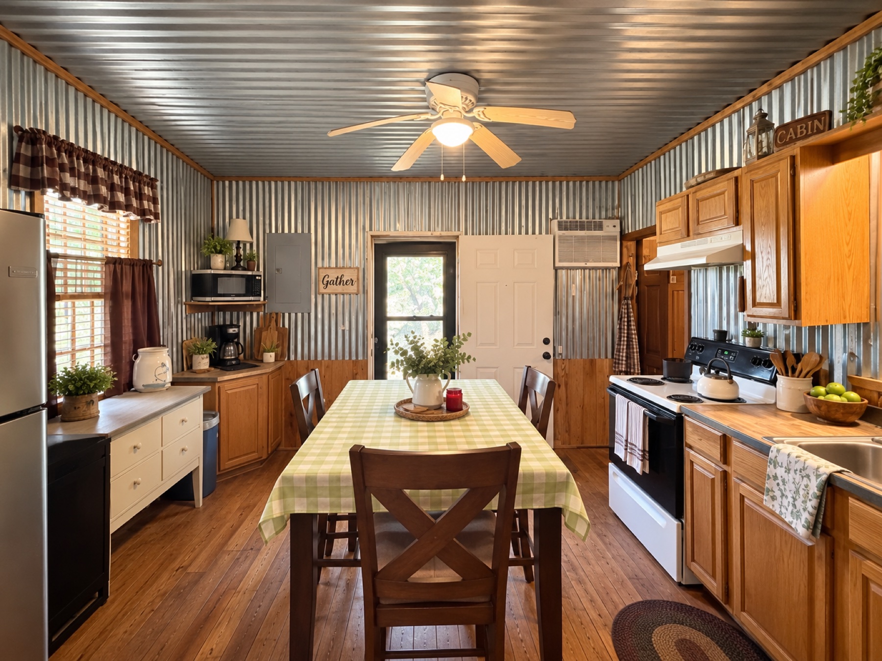 Functional cabin kitchen and dining area